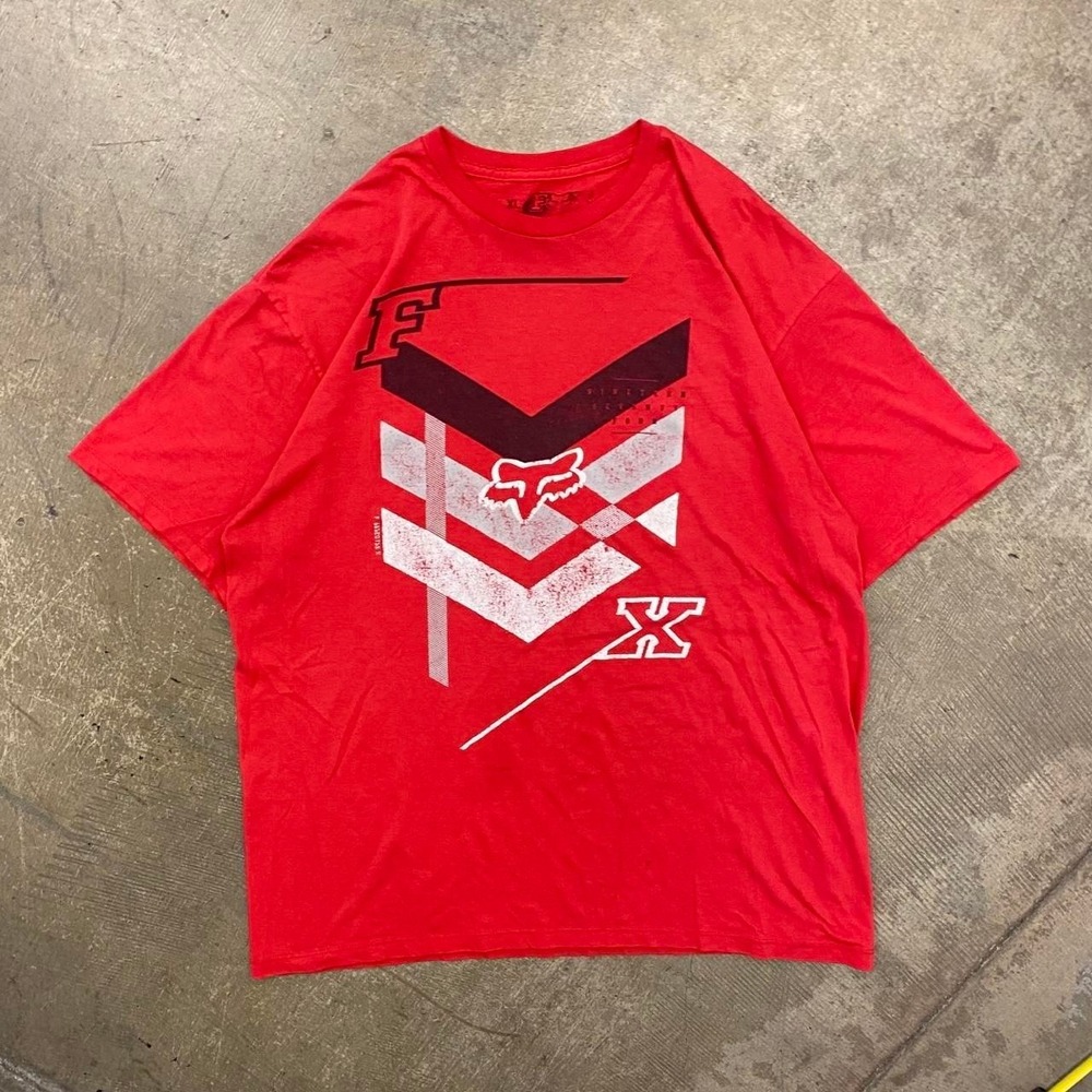 Y2K Fox Racing Red Motorcross Skate 2000s T-Shirt Size XL